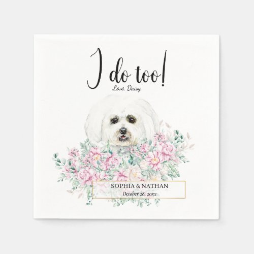 Maltese Dog Wedding Cocktail Napkins