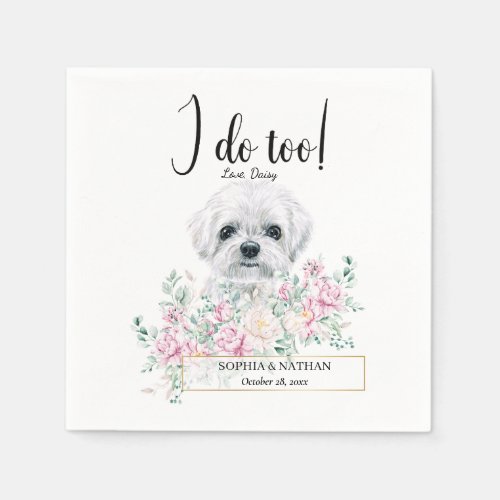 Maltese Dog Wedding Cocktail Napkins