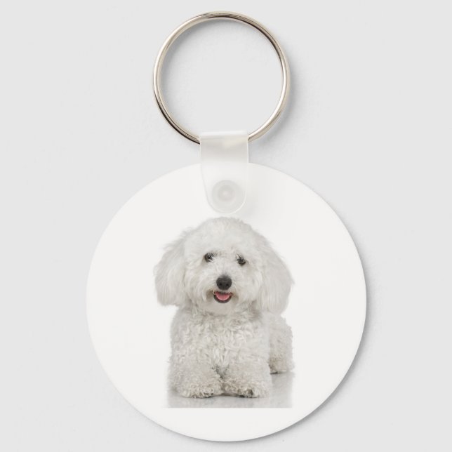 Maltese Dog White Keychain (Front)