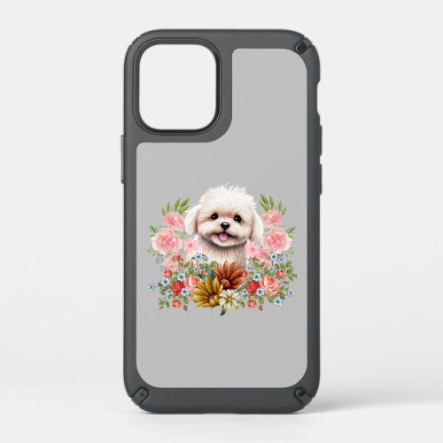 Maltese Dog with Flowers Cute Maltese Puppy Speck iPhone 12 Mini Case