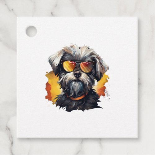 Maltese fabulous dog in yellow glasses Classic T_S Favor Tags