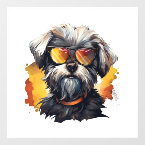 Maltese fabulous dog in yellow glasses Classic T_S Floor Decals