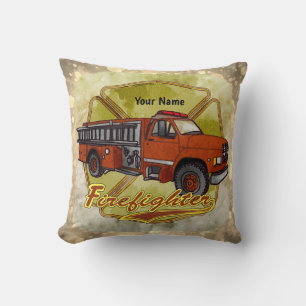 Maltese firetruck firefighter throw pillow