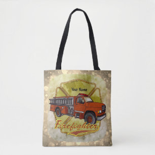 Maltese firetruck firefighter tote bag