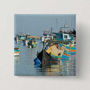 Maltese Fishing Boats   Marsaxlokk In Malta Button