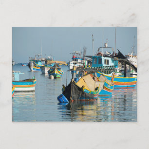 Maltese Fishing Boats Marsaxlokk In Malta Postcard