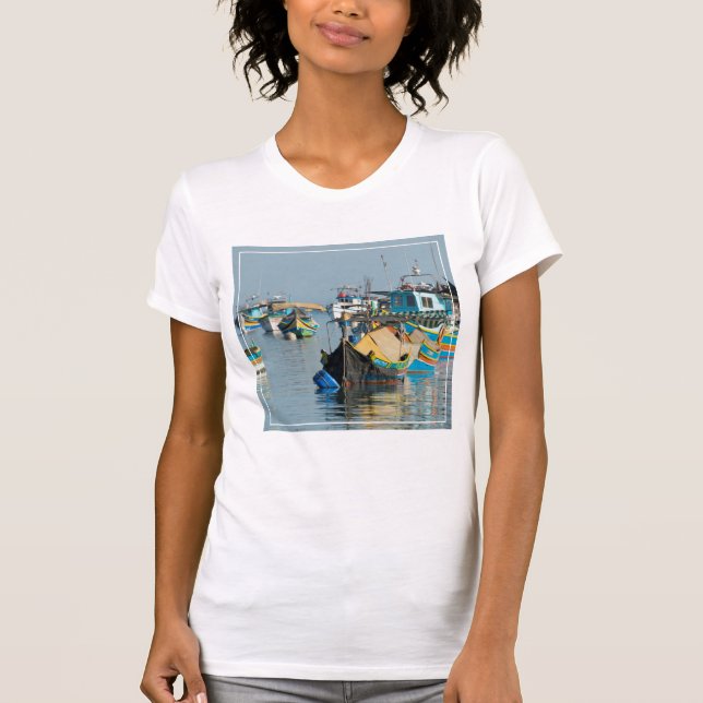 Maltese Fishing Boats | Marsaxlokk In Malta T-Shirt (Front)