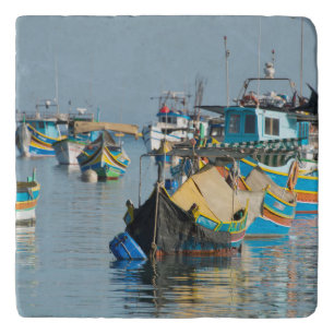 Maltese Fishing Boats Marsaxlokk In Malta Trivet