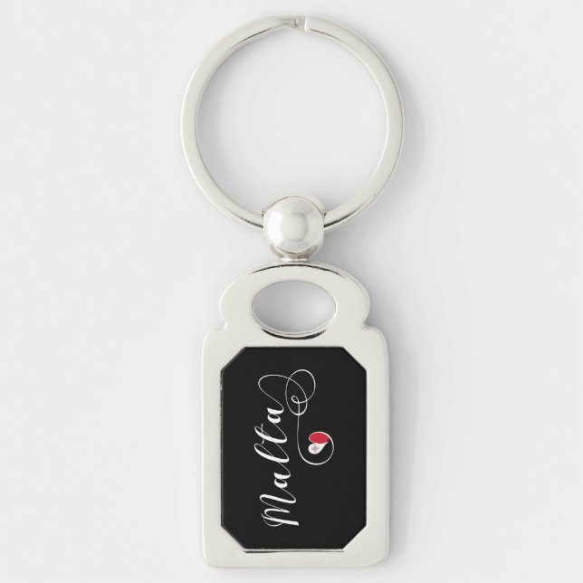 Maltese Flag Heart, Malta Keychain (Front)