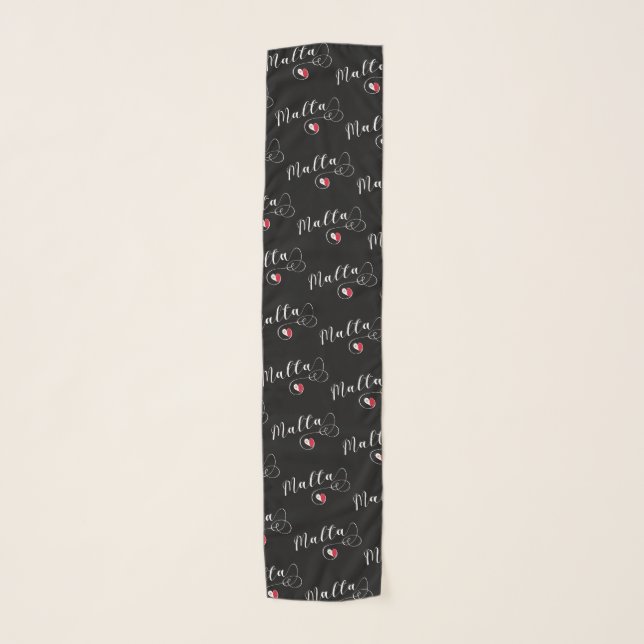 Maltese Flag Heart, Malta Scarf (Front)