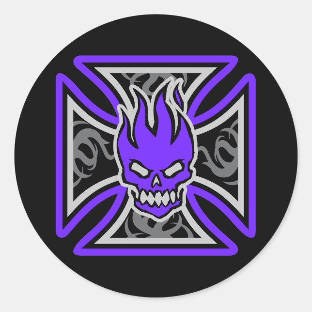 Maltese Flaming Skull Stickers (Front)