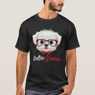 Maltese Grandma Headband Glasses T-Shirt
