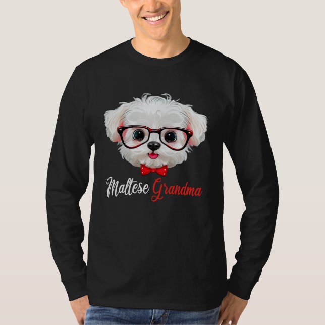 Maltese Grandma Headband Glasses T-Shirt (Front)