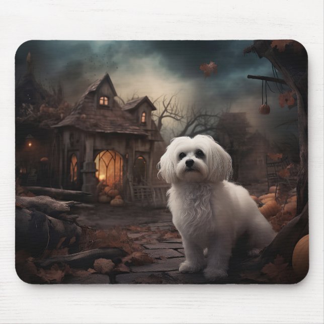 Maltese Halloween Scary Mouse Pad (Front)