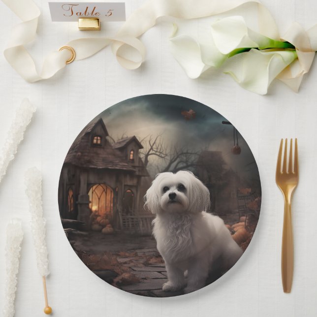 Maltese Halloween Scary Paper Plates (Wedding)
