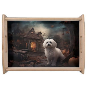 Maltese Halloween Scary Serving Tray