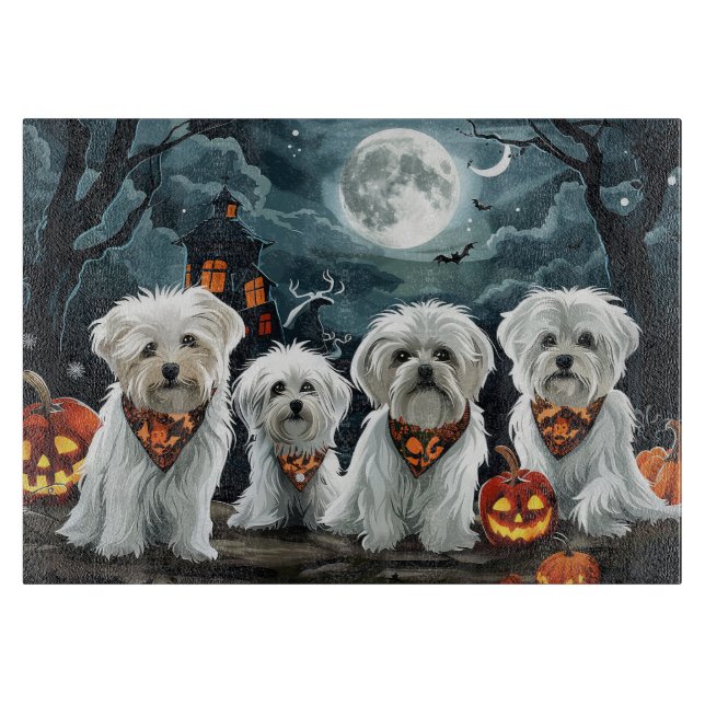 Maltese Halloween Spooky Cutting Board (Front)