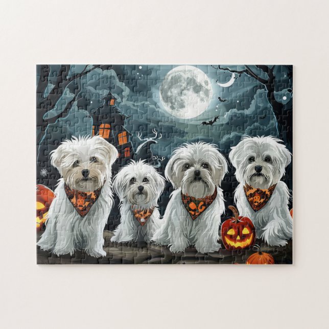 Maltese Halloween Spooky Jigsaw Puzzle (Horizontal)