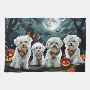 Maltese Halloween Spooky Kitchen Towel