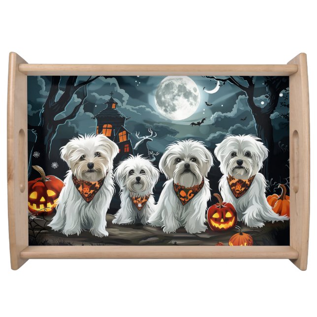Maltese Halloween Spooky Serving Tray (Front)