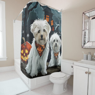 Maltese Halloween Spooky Shower Curtain