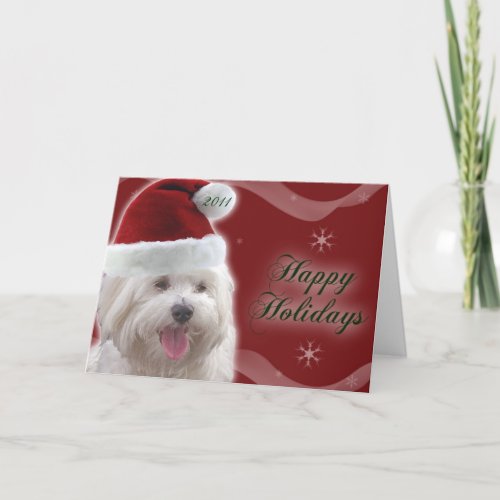 Maltese Happy Holidays Card