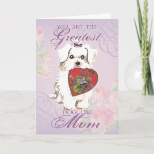 Maltese Mom Dog Mom Mothers Day Card, Maltese, Dog Mom Card, Happy