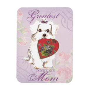 Maltese Heart Mom Magnet