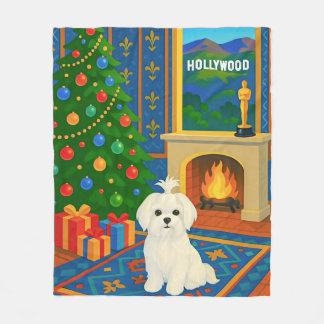 Maltese Holiday Fleece Blanket