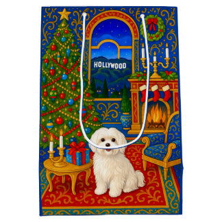 Maltese Holiday Medium Gift Bag