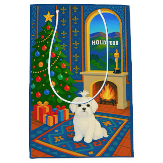 Maltese Holiday Medium Gift Bag