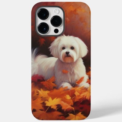 Maltese in Autumn Leaves Fall Inspire  Case-Mate iPhone 14 Pro Max Case
