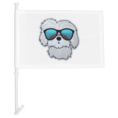 Maltese in Cool Sunglasses Classic T_Shirt Car Flag