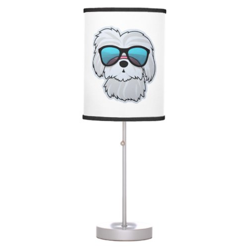 Maltese in Cool Sunglasses Classic T_Shirt Table Lamp