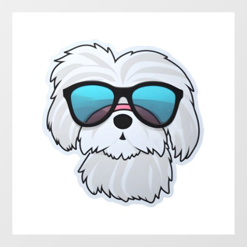 Maltese in Cool Sunglasses Classic T_Shirt Wall Decal