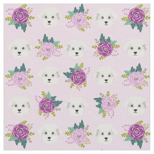 maltese lavender florals dog fabric