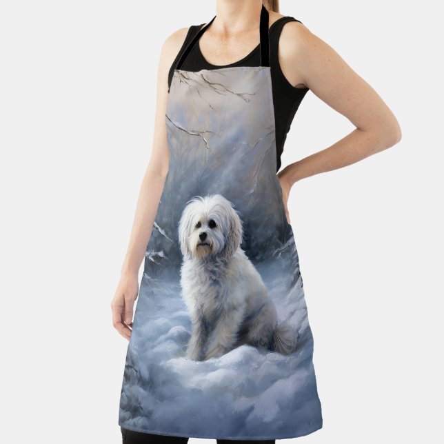 Maltese Let It Snow Christmas Apron (Insitu)
