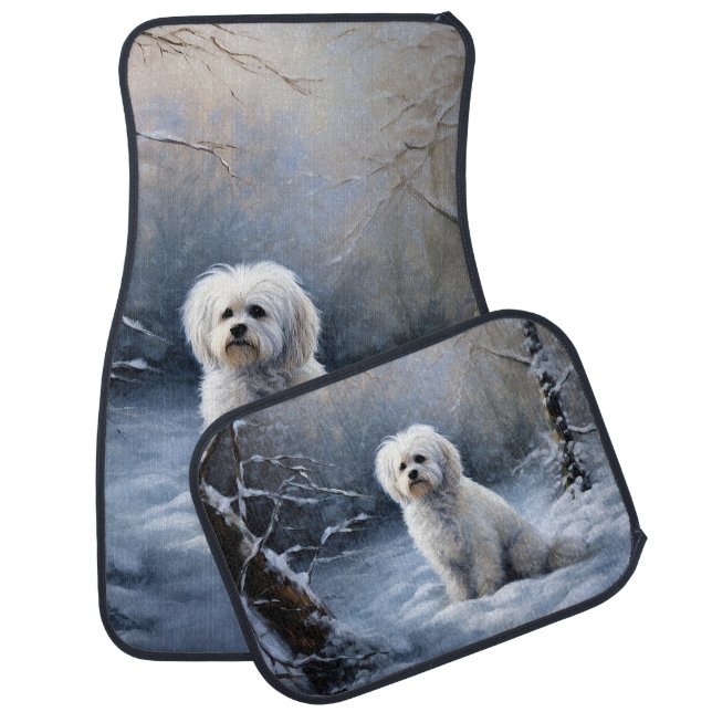 Maltese Let It Snow Christmas Car Floor Mat (Set)