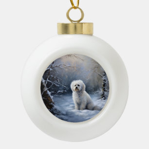 Maltese Let It Snow Christmas Ceramic Ball Christmas Ornament