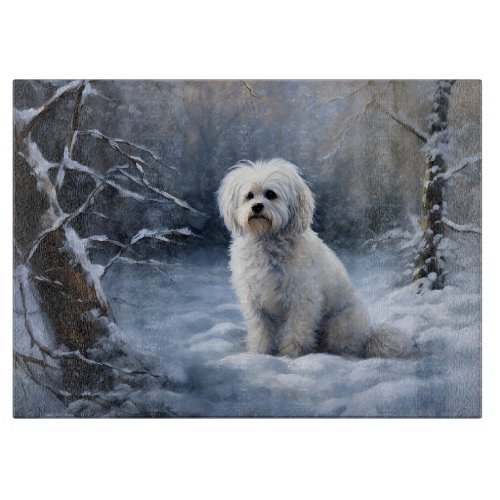 Maltese Let It Snow Christmas Cutting Board