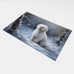 Maltese Let It Snow Christmas Doormat