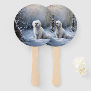 Maltese Let It Snow Christmas Hand Fan