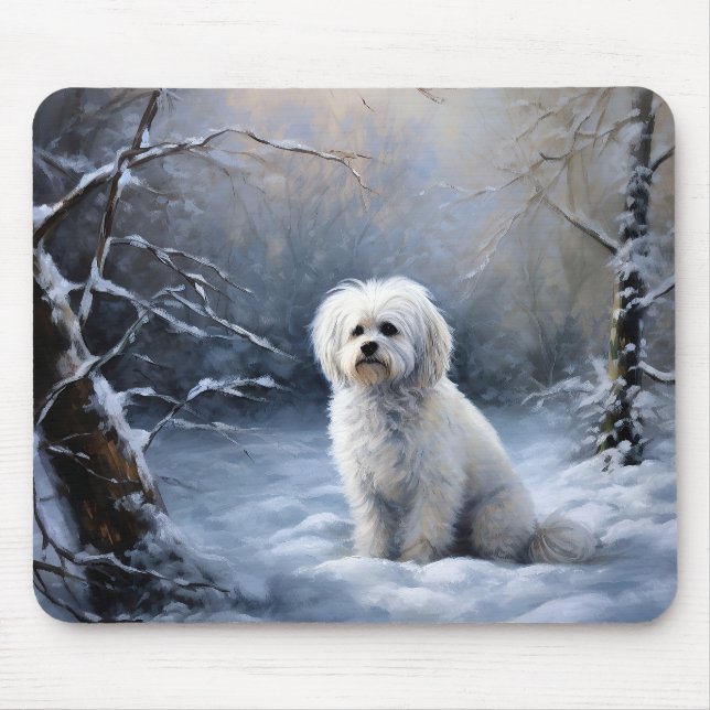 Maltese Let It Snow Christmas Mouse Pad (Front)