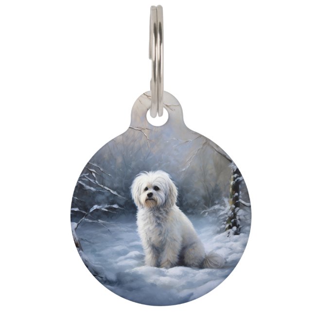 Maltese Let It Snow Christmas Pet ID Tag (Front)