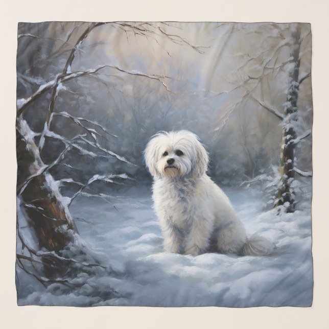 Maltese Let It Snow Christmas Scarf (Front)