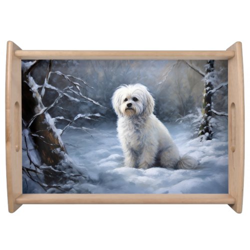 Maltese Let It Snow Christmas Serving Tray
