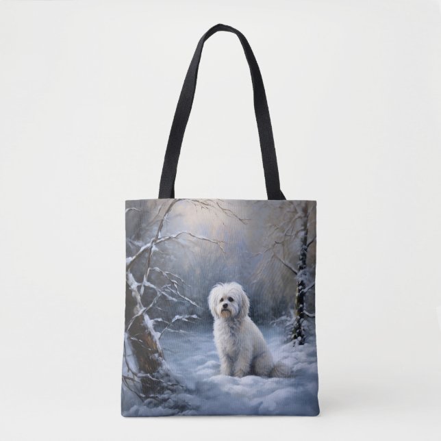 Maltese Let It Snow Christmas Tote Bag (Front)