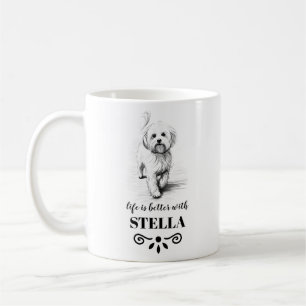 Maltese Life is better with Custom Dog Name Coffee Mug