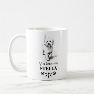 Maltese Life is better with Custom Dog Name Coffee Mug