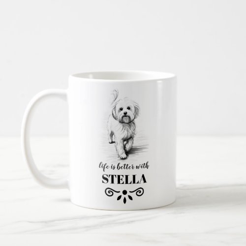 Maltese Life is better with Custom Dog Name Coffee Mug
